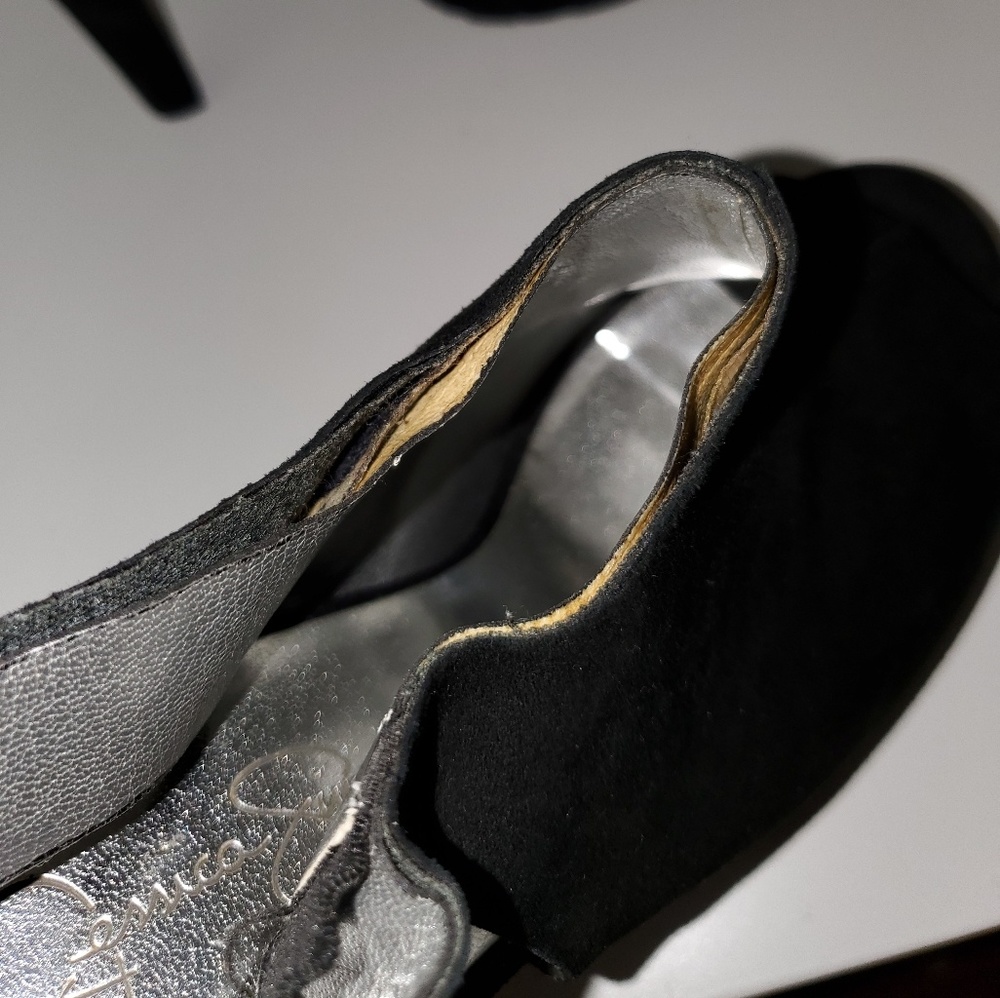 Jessica Simpson black suede peep toe strap back - Picture 7 of 8